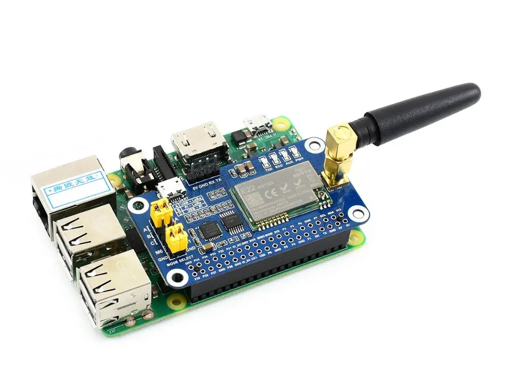 Waveshare SX1268 LoRa HAT для Raspberry Pi, расширенный спектр модуляции, частотный диапазон 433 МГц