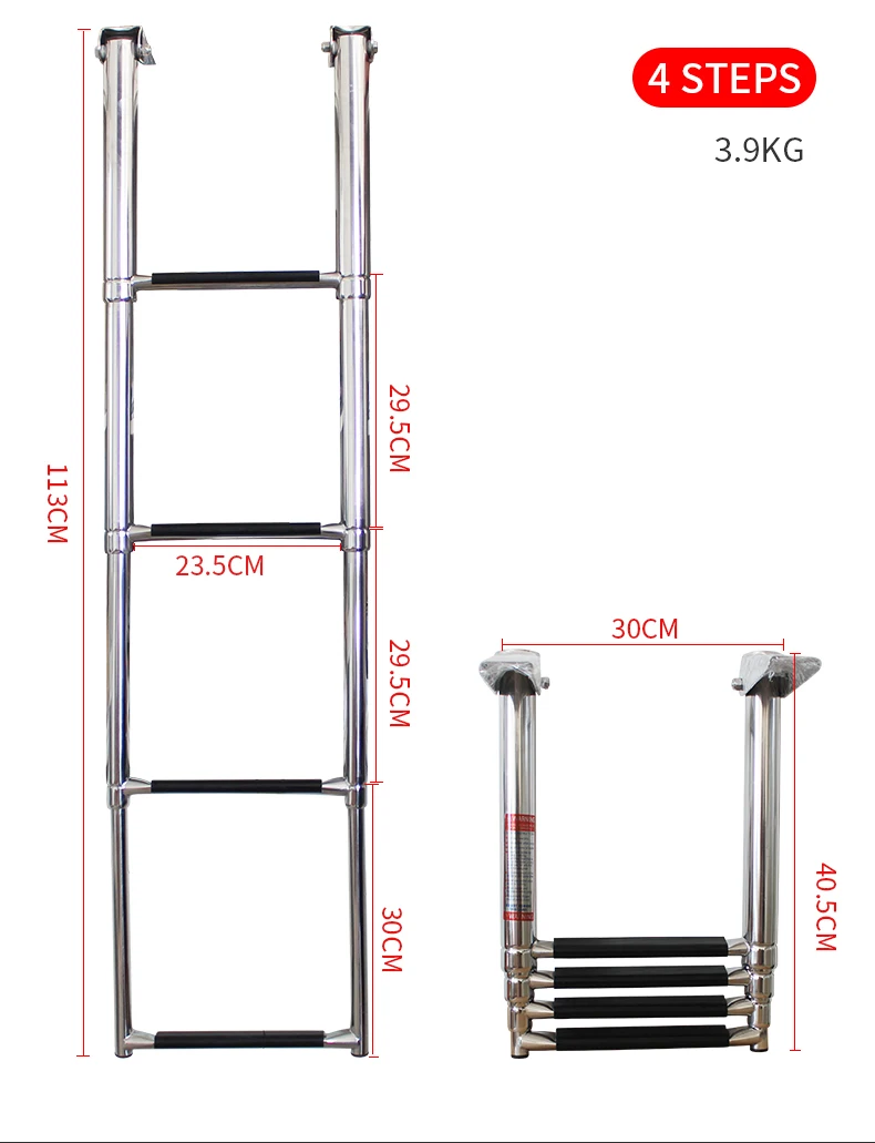 4 шаг 316 нержавеющая сталь Морская Лодка Лестница яхты полированная стальная телескоп лестница