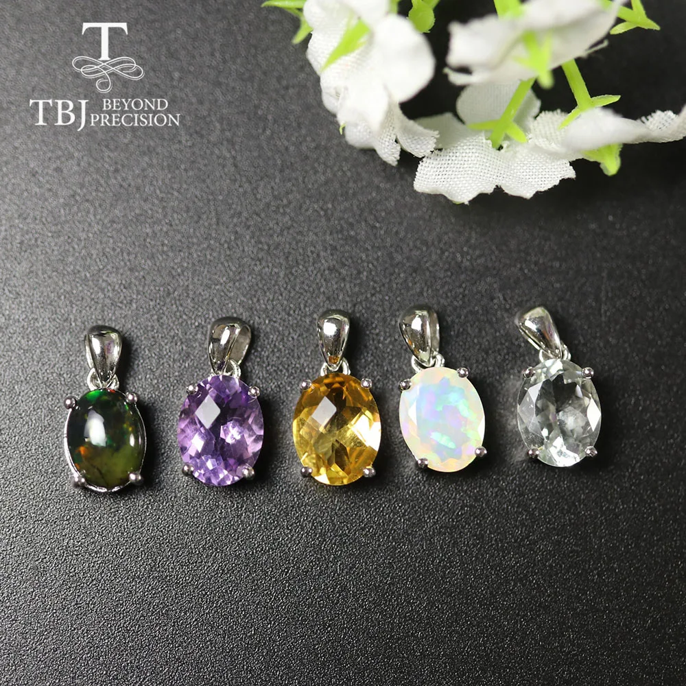 Multi ov 7*9mm Gemstone Pendant ,simple design black opal neckalce aquamarine pendant labradorite pendant 925 sterling silver