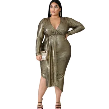 

Spring Long Sleeve Dress Womens Plus Size Dress A-line Sexy V Neck Elegant Style Office Ladies Dresses Wholesale Drop Shipping