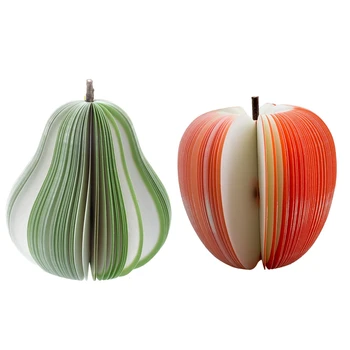 

2Pcs Sticky Notes Notes Stickies Note Notepads 140 Sheets Pear Fruit & Red-Apple