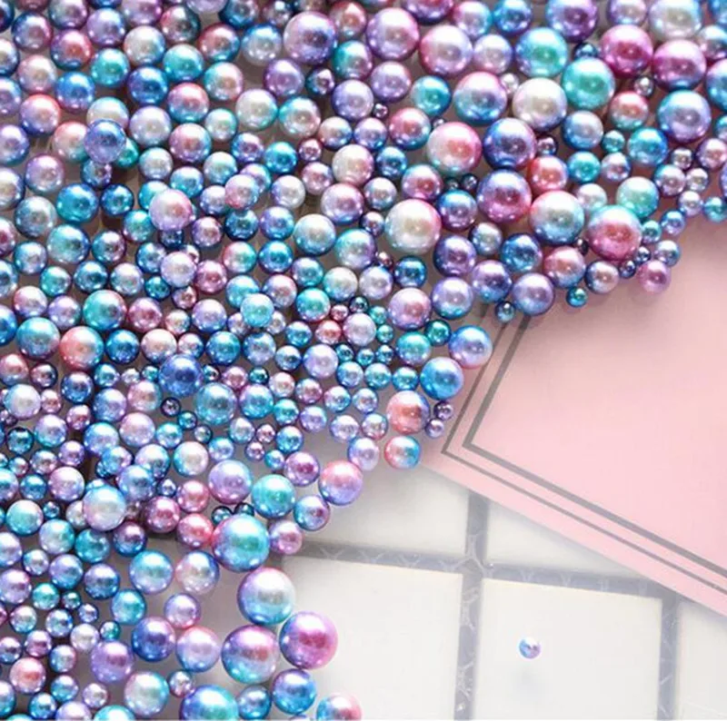Nail art mermaid gradually changing color highlight all round pearl jewelry nail box pearl half size assortments