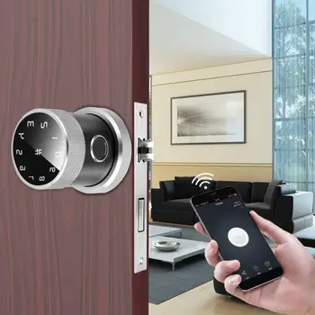 

Fingerprint Door Lock door handle lock Smart Fingerprint Password Card App Security Sphere Door Lock Silver Security Door Lock