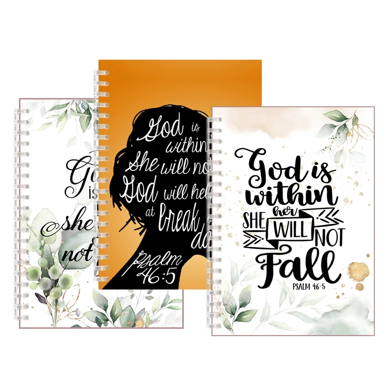 Psalm 46 5 NIV - God is Within Her She Will Not Fall - Spiral Notebook Note Book Bible Verse Quote Notepad For Girls Gifts Faith