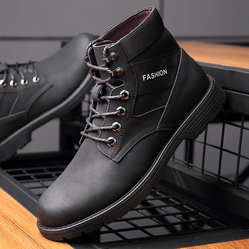 

Martin Boots Men Hight-top Leather Boots British Style Autumn & Winter Versatile Casual Trendy Shoes Men's