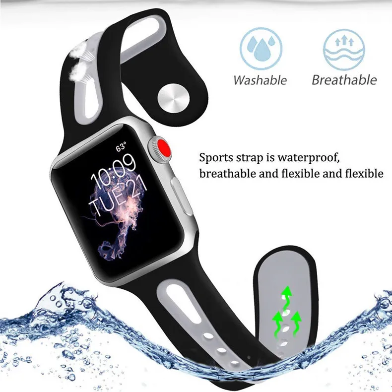 Ремешок для apple watch band apple watch 4 44 мм 40 мм iwatch band 42 мм 38 мм браслет correa резиновый apple watch 5 4 3 2 аксессуары