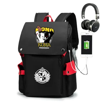 

Danganronpa Monokuma Women School Backpacks USB School Bags for Teenagers Bear Boys Girls Large Capacity Travel Mochila Men Bags