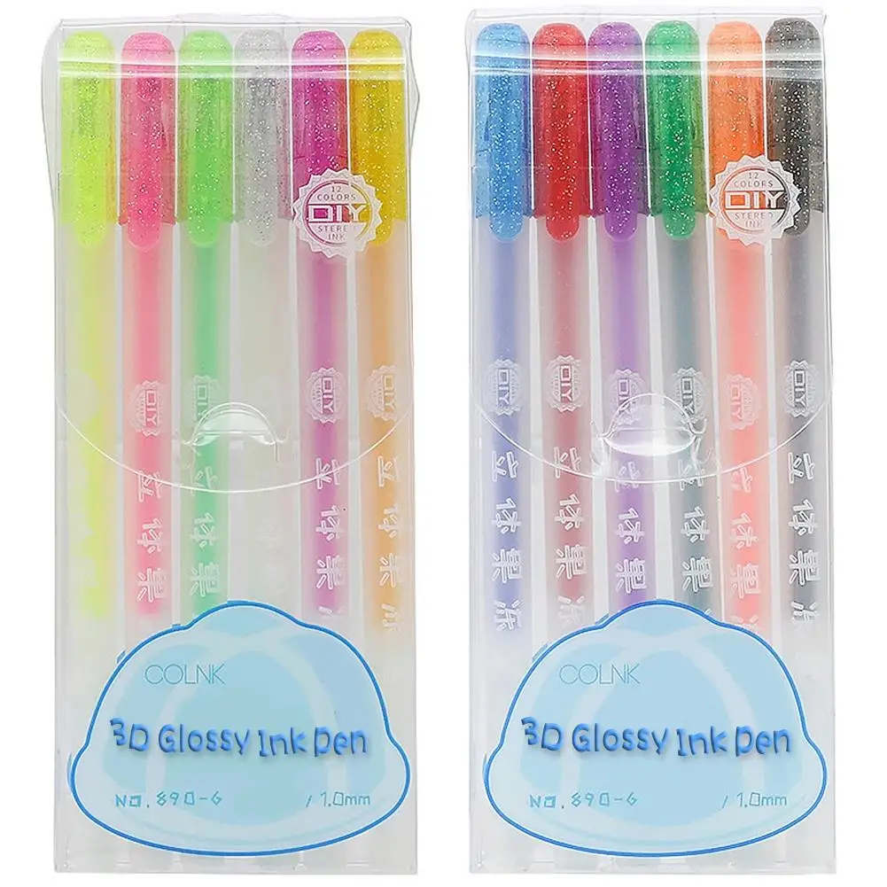 

6Pcs/Set 3D Jelly Pen Set Cute DIY Painting Gel Pen Creative Colored Neutral Pens For Girl School Supplies Korean Stationery