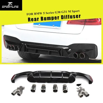 

Car Rear Bumper Diffuser for BMW G30 G31 M Sport 540i Sedan 4-Door 2018 2019 with 4 Exhaust Tips Diffuser Lip Spoiler