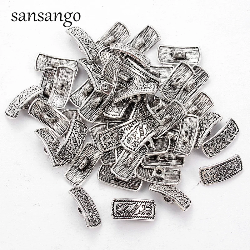 

Metal Sewing Buttons Garment DIY Accessories Hat High Heels Square Shape Button Ancient Silver Clothes Tools Decorative