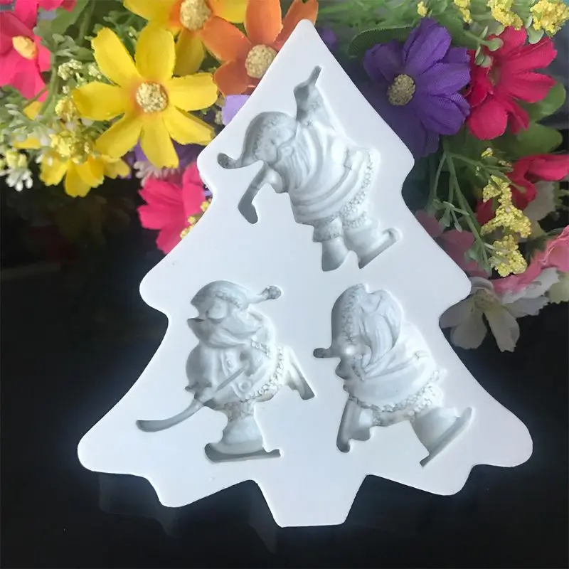 Рождественская силиконовая форма для выпечки 3D Мини лист Холли/Рождественская елка Milu декоративный колокольчик с оленями Санта Клаус для конфет шоколадный торт украшение