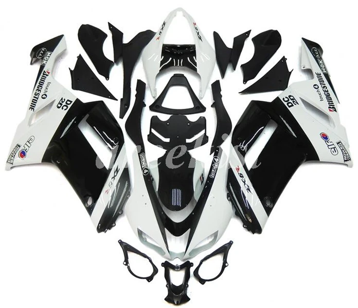 ABS мотоцикл Обтекатели наборы Подходит для Kawasaki Ninja ZX-6R ZX6R 2007 2008 07 08 636 пользовательские серебряные WEST