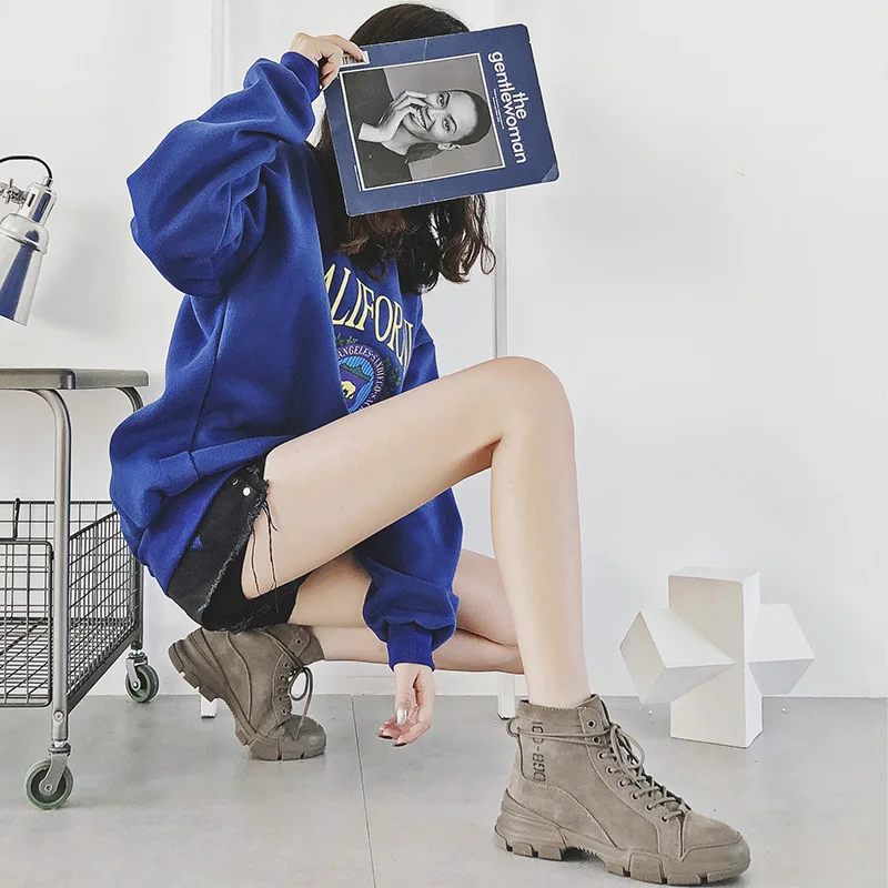 

Women's CHIC Martin Boots Autumn 2019 New Style British Style Students Versatile Korean-style Lace-up Short Boots Women's Fashio