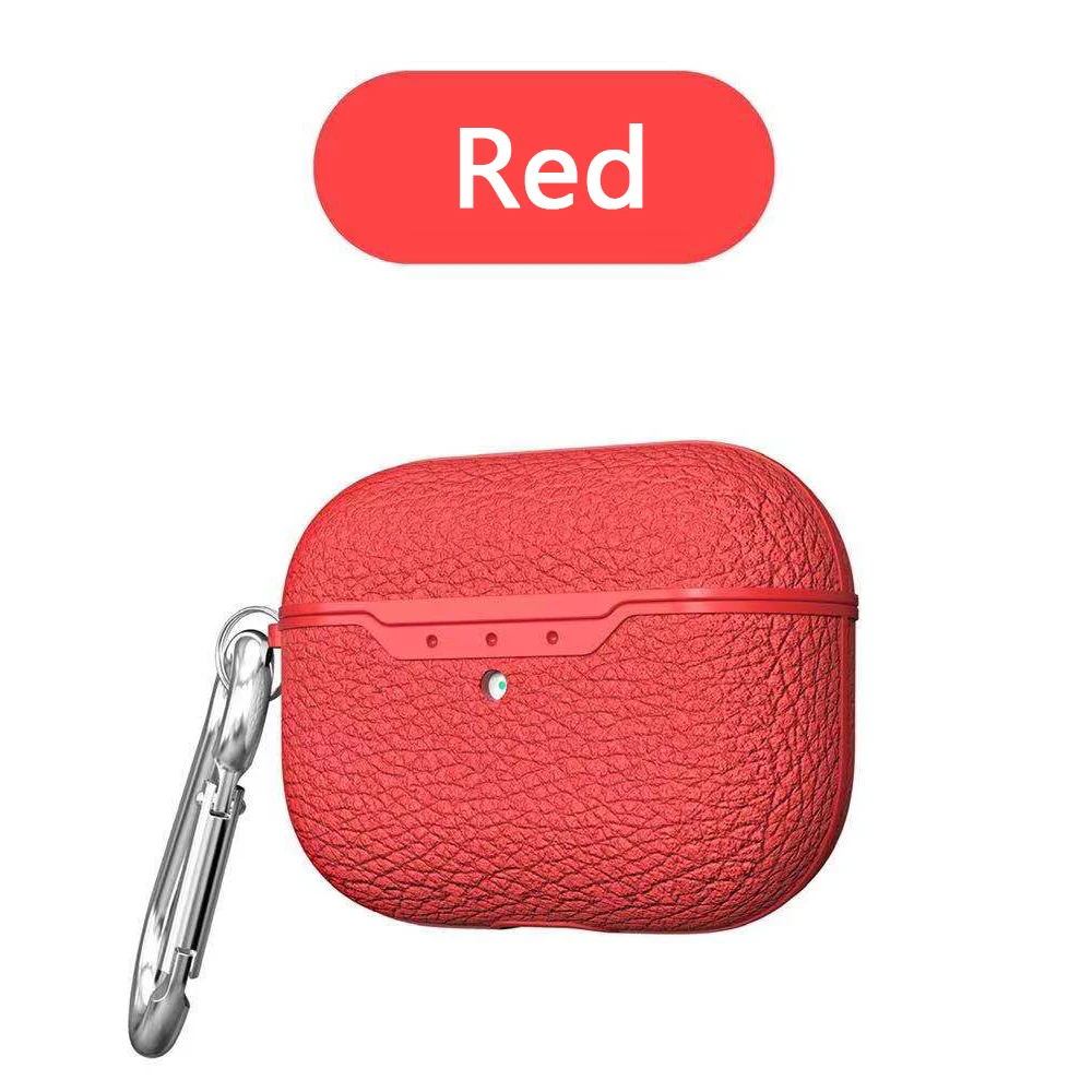 Для AirPods Pro Чехол кожаный чехол Litchi зернистый защитный чехол для наушников с брелком для Air Pods Pro Чехол