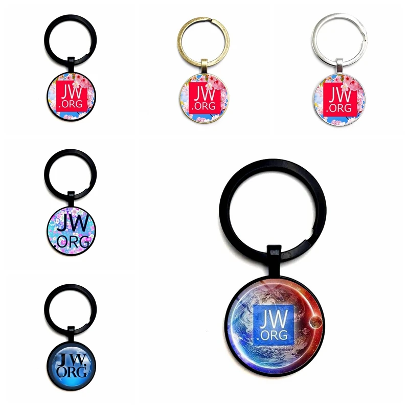 

JW.ORG DIY Handmade Glass Cabochon Pendant Keychain Flower Personality Badge Keyring Gift