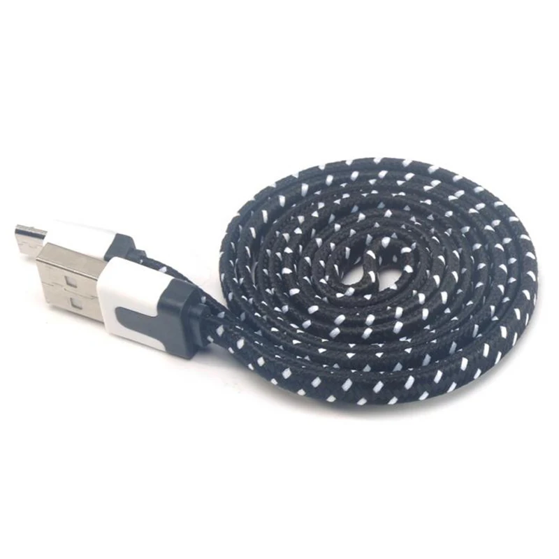 Black Электроника Дата кабель V8 разъем 3 фута веревка микро-Usb зарядный кабель-трос для синхронизации данных для сотового телефона плоский провод линии кабели - Цвет: Black