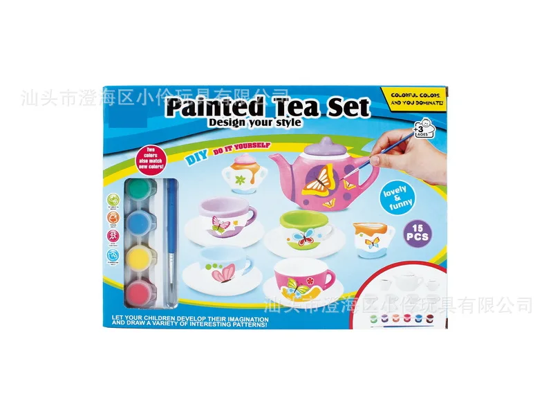 

Children'S Educational Science Painting Toy DIY Coloured Drawing Graffiti Tea Pot Set Handmade Creative Coloured Drawing Toy