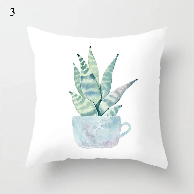 1PC Cactus Floral Print Cushion Cover Polyester Pillow Cases Throw Pillows Sofa Home Decor Pillowcase Decorative Pillow Covers