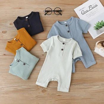 

11 Colors Summer Newborn Baby Girl Romper Clothes 0-24M Short Sleeve Solid Jumpsuits Outfits Baby One-Piece Short-Sleeved
