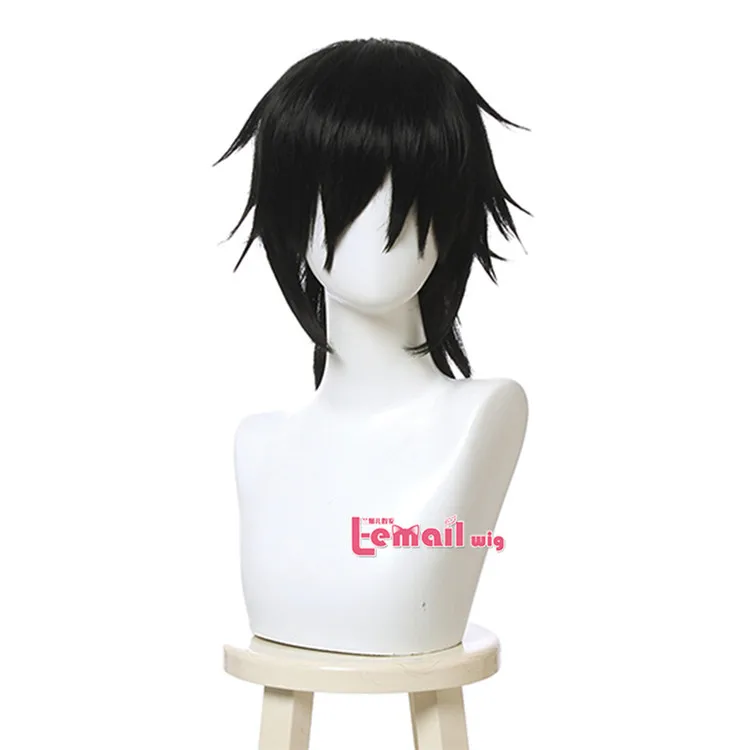 L-email wig Demon Slayer Tomioka Giyuu Cosplay Wigs Kimetsu no Yaiba Cosplay Wig Black Ponytail Men Wig Synthetic Hair Halloween