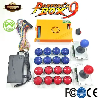 

Original Pandora Box 9 1500 Games Set DIY Arcade Kit Push Buttons Joysticks Arcade Machine Bundle Home Cabinet with Manual