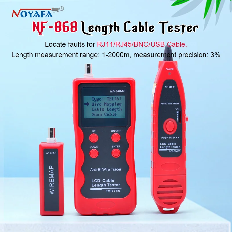 Цифровой кабельный тестер трекер для RJ45 RJ11 с защитой от помех короткого
