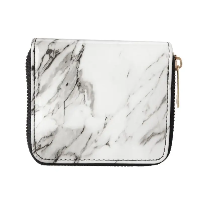 

NoEnName_Null Womens Short Wallet PU Leather Printed Zip Around Purse Case Card Holder