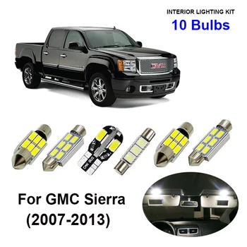 

10pcs White Car Accessories LED Interior Light Bulbs Kit For 2007-2013 GMC Sierra Map Dome Trunk License Plate Lamp