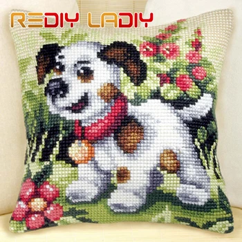

Cross Stitch Cushion Garden Friends Chunky Yarn Cross-Stitch Kits Needlework Pre-Printed Canvas Pillow Home Decor Art & Crafts