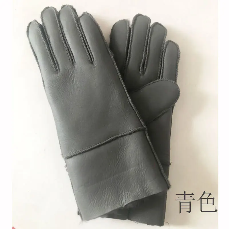 real sheep fur leather glove one fur gloves women winter warm with fur lined with fur lining suede