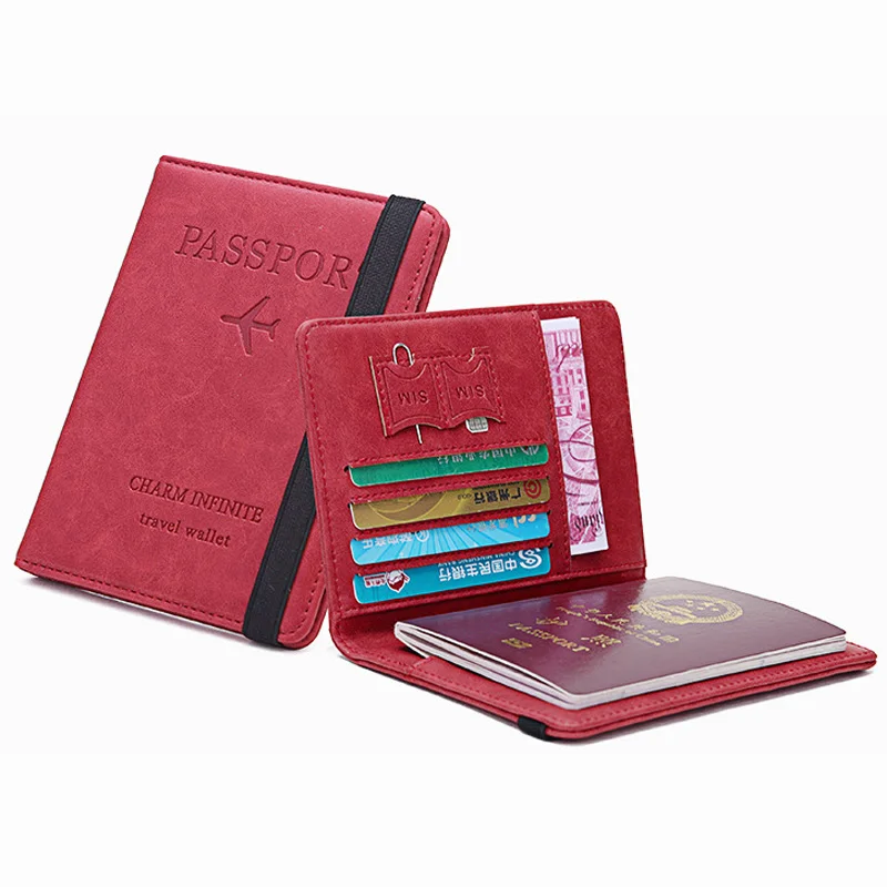 Тонкий кожаный чехол для паспорта и путешествий с держателем RFID