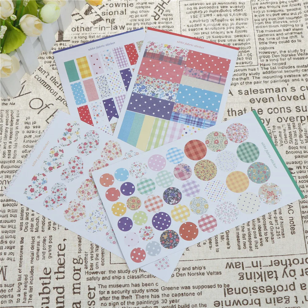 

4 Sheets Stationery Sticker DIY Vintage Retro Flower Paper Decorative Sticker For Scrapbooking Home Decoration Photo Album