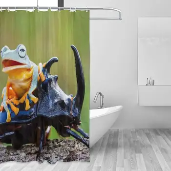 

72x72 Inch Vintage Bathroom Window Curtains for Home Holiday, Waterproof Durable No Odor Living Room Shower Curtains - Frog