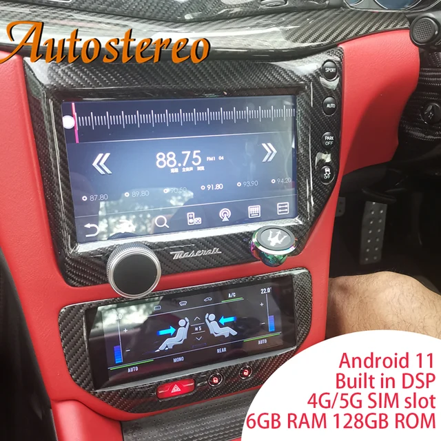 $615.6 Android 11 Car Aircon Board For Maserati GT/GC GranTurismo Black Screen Carbon Fiber Multimedia Player GPS Navigation Head Unit