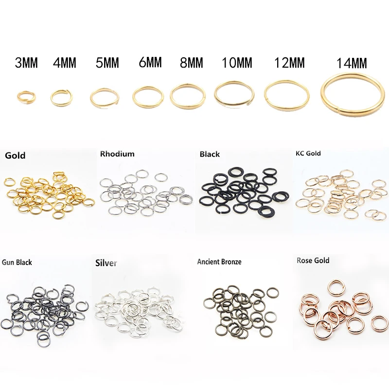 3-16mm Metal Open Jump Rings Split Rings Connectors For DIY Jewelry Making 