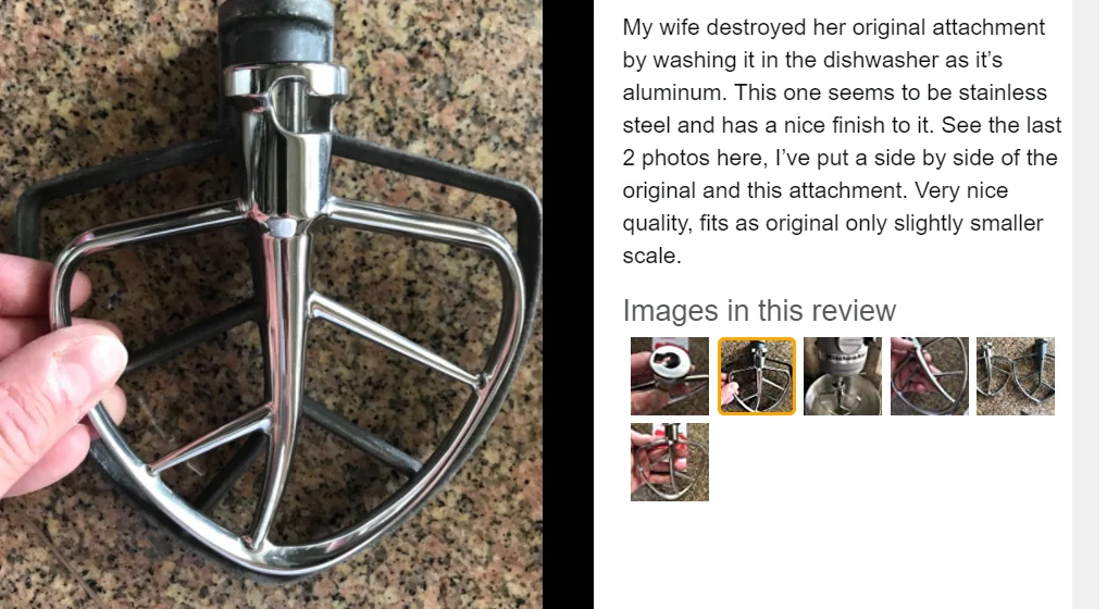 Flat Beater, Paddle Attachment For Kitchenaid Mixer 4.5-5 Quart, Stainless  Steel, Baking, Pasta, Heavy-duty, Dishwasher-safe - Blender Parts -  AliExpress