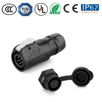 

Waterproof connector cable wire male plug female socket panel M12 6pin led lamp/outdoors tv/solar/led strip connector pastic