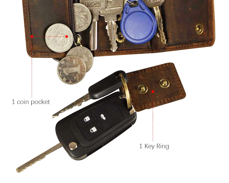 Original Leather Men Fashion Multifunction Coin Wallet Car Remote Case Key Ring Case Holder Chain Designer Key Package Bag 230-L
