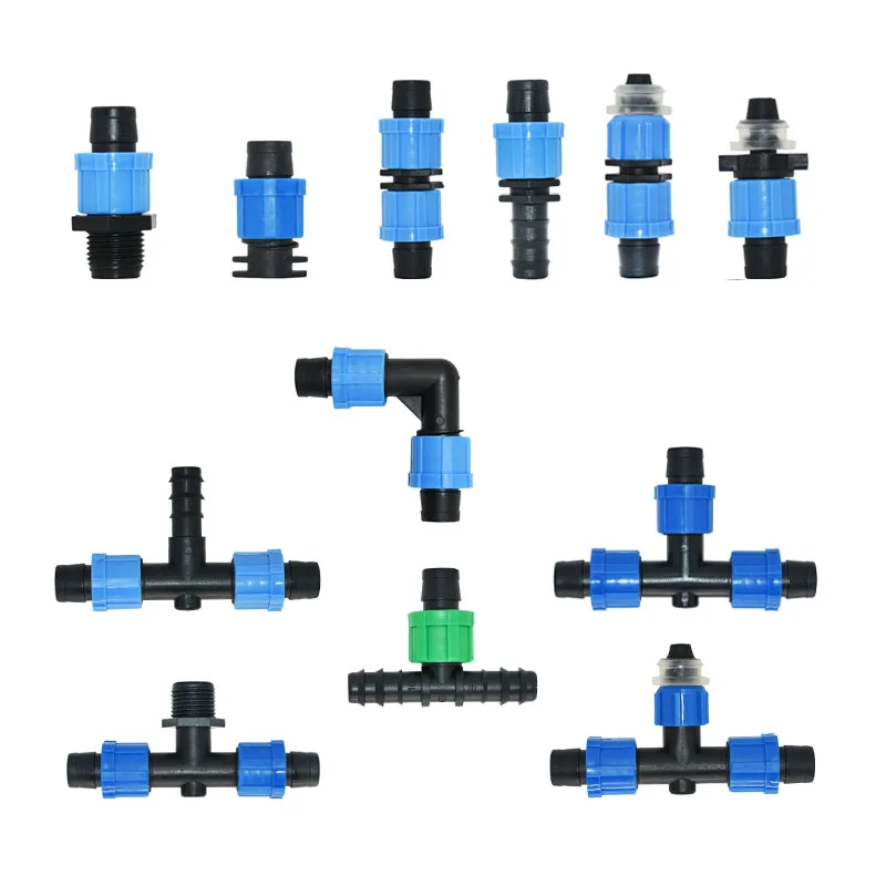 5pcs 16mm Irrigation Drip Tape Connectors Tee Elbow End Plug Repair Connector Agricultural Water Saving Irrigation Hose Joint