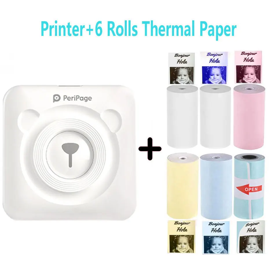 PeriPage Portable Thermal Bluetooth Printer Mini Photo Pictures Printer For Mobile Android IOS Phone 58mm Pocket Machine 