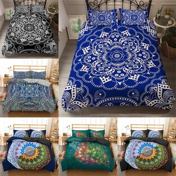 

ZEIMON Bohemian Mandala Duvet Cover Set 2/3 Pcs Boho Bedding 3d Beddding Set Quilt Cover with Pillowcase Queen Double Dropship