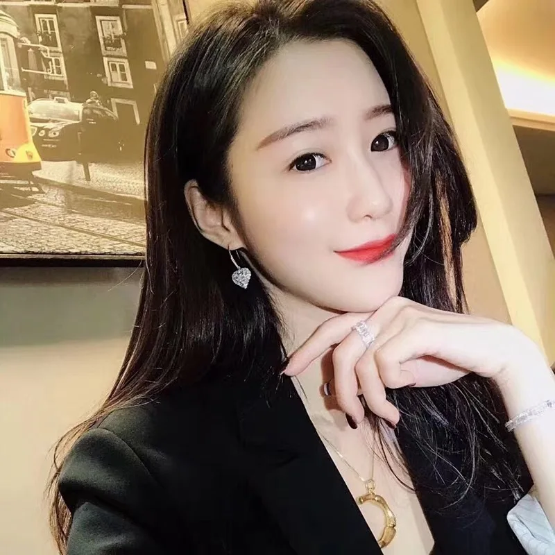 Huitan Cubic Zirconia Heat Shape Women Drop Earrings Wedding Engagement Jewelry Shine Girl Fashion Earrings Hot DropShipping