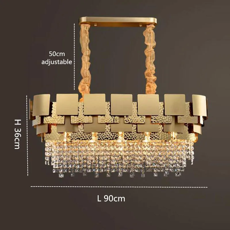 L90 W30 H36cm Manggic Luxury design oval AC110V 220v gold crystal chandelier modern lighting dining room living room crystal light fixtures - Цвет абажура: L90 W30 H36cm