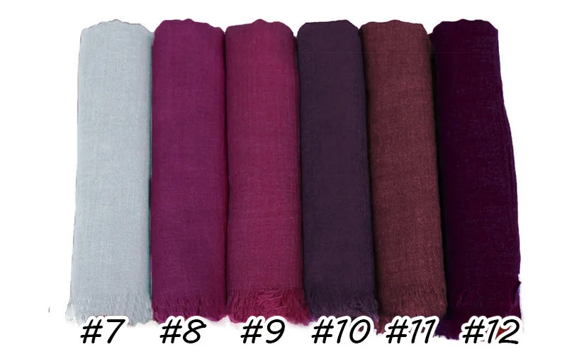 Новинка хит хлопок лен женский мохнатый шарф Высокое качество Мусульманский Исламский сплошной цвет длинный хиджаб шарф платок обертывания 120*190 см