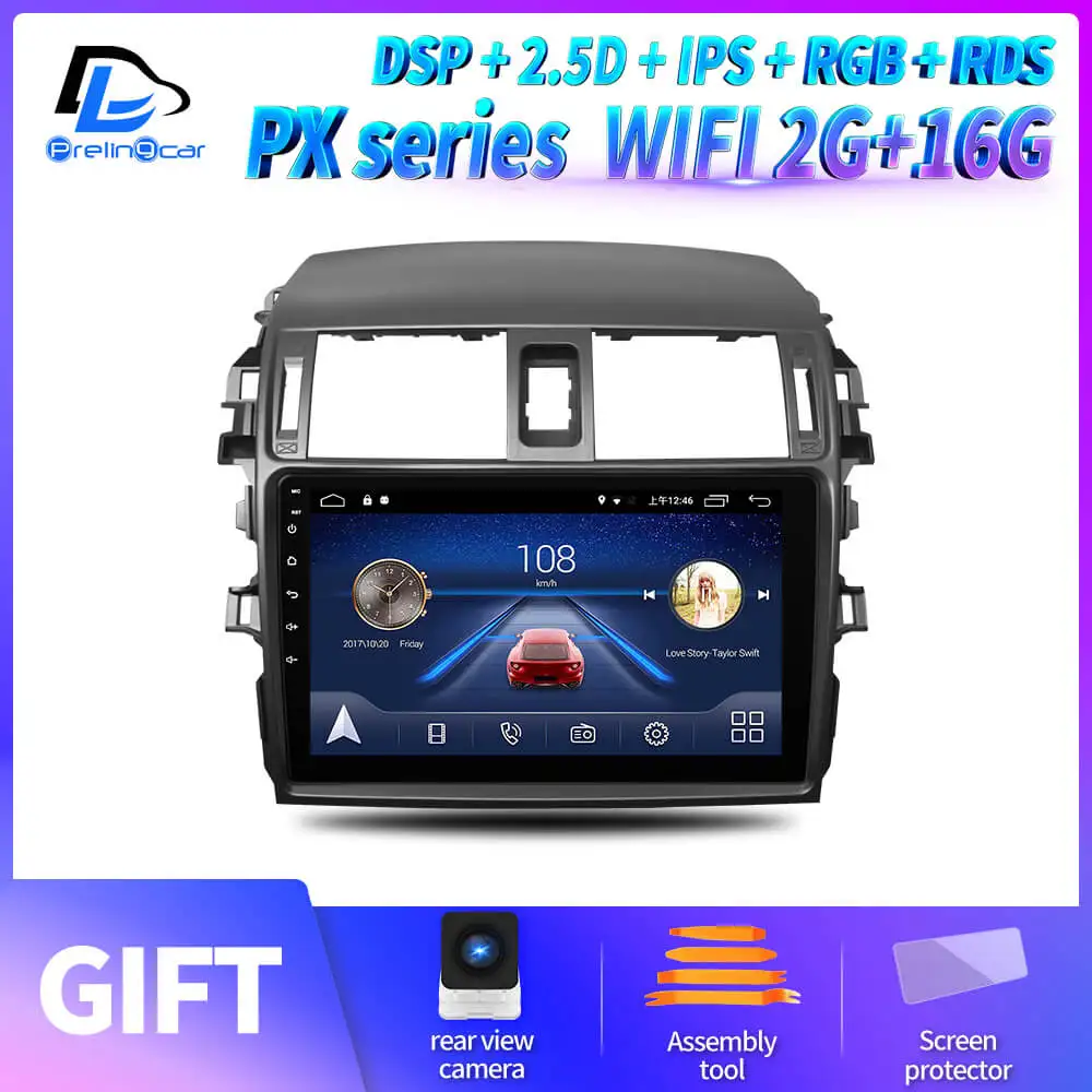 Prelingcar для Toyota Corolla 2008 2013 E150 140 android автомобильный gps радио мультимедиа no 2 din android видео плеер Navigatio - Цвет: PX player 2G16G