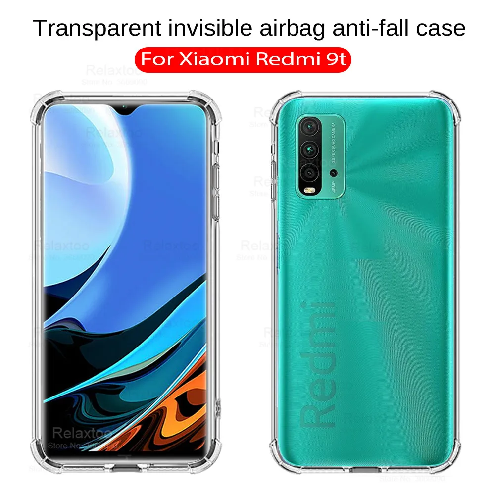 3in1 Transparent Clear TPU Silicone Case For Xiaomi Redmi 9t Tempered Glass redmi 9t nfc redm9t 9 t Camera Protection Film cover 