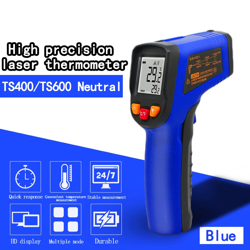 Цифровой лазерный термометр TS400/TS600 Бесконтактный цифровой инфракрасный термометр для промышленного дома Регулируемая частота
