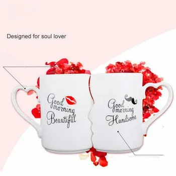 

Kiss Mug Valentine's Day 2Pcs/Set Couples Cup Ceramic Wedding Christmas Gifts DC156