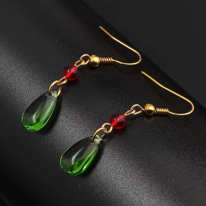 Crystal Earrings For Women Hayao Miyazaki Howl's Moving Castle Earrings Red Beads Christmas Jewelry Gift crystal earrings