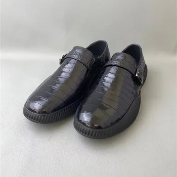

Fashion Exotic Crocodile Skin Soft Rubber Sole Men's Casual Boat Shoes Genuine Real Alligator Leather Male Slip-on Flats Shoes